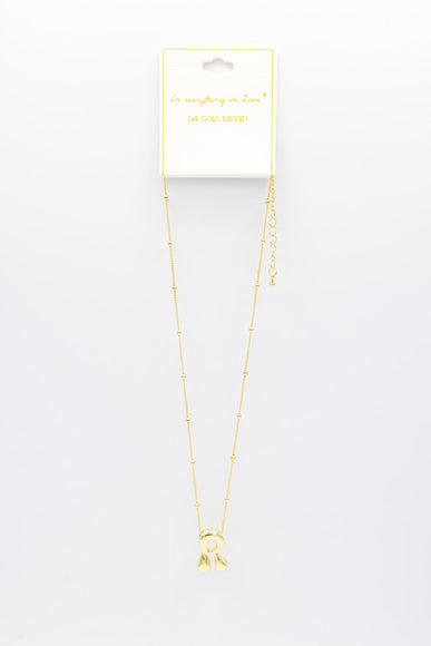 Gold Bubble Letter Initial “R” Necklace