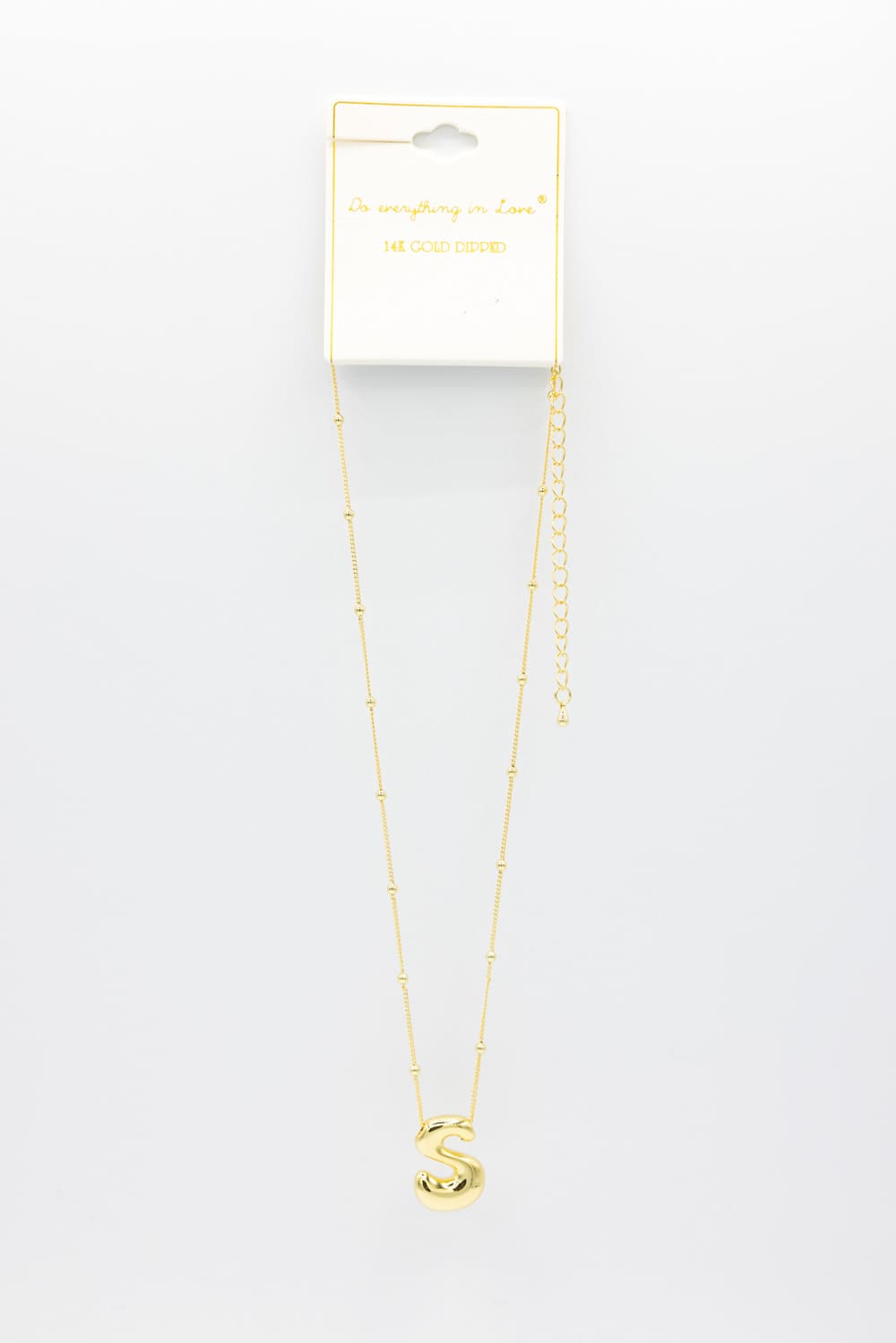 Gold Bubble Letter Initial “S” Necklace | KCN1105GD-S – Glik's Gold Bubble Letter Initial “S” Necklace | KCN1105GD-S – Glik's