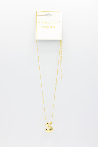 Gold Bubble Letter Initial “S” Necklace