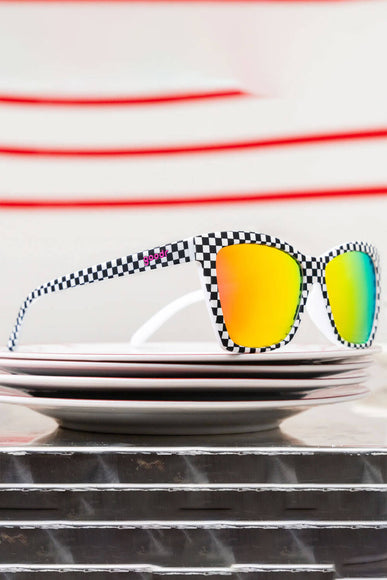 Goodr Carl’s Diner Server with Checkered Past Sunglasses in Black/White Checker