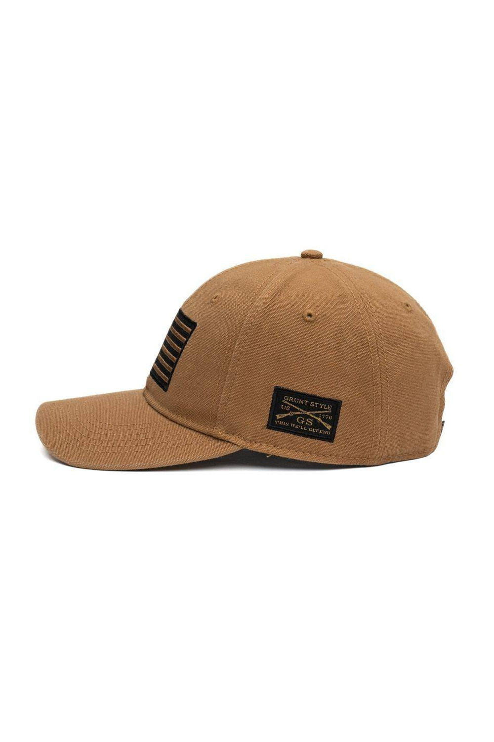 Grunt Style Embroidered American Flag Hat for Men in Tan