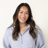 Half Zip Fleece Hoodie for Women in Heather Grey