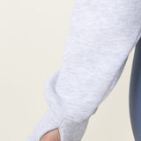 Half Zip Fleece Hoodie for Women in Ice Grey