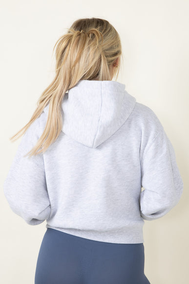 Half Zip Fleece Hoodie for Women in Ice Grey