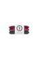 Three beaded stretch hair ties stacked together on a white background, featuring glossy dark teal, translucent pink with silver flecks, and deep burgundy beads.