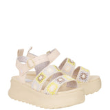 HEYDUDE Delray Buckle Cottage Crochet Sandals for Women in Egret/Lavender