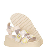 HEYDUDE Delray Buckle Cottage Crochet Sandals for Women in Egret/Lavender