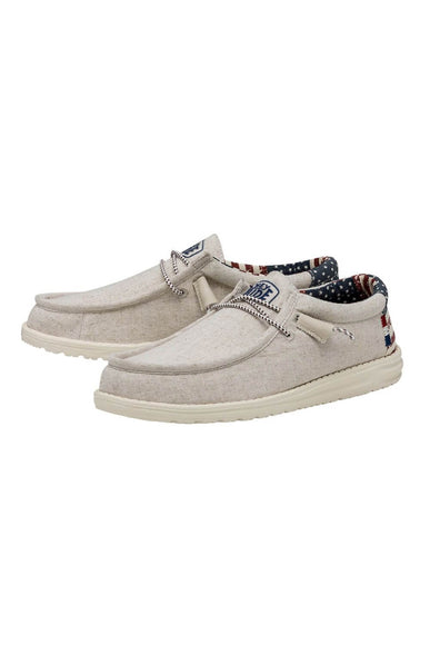 Hey Dude Shoes Men’s Wally Patriotic Shoes in Off White Patriotic