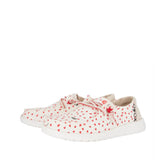 HEYDUDE Youth Girl's Wendy Hearts Shoes in White/Red