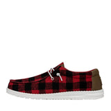 HEYDUDE Men’s Wally Buffalo Plaid Shoes in Red