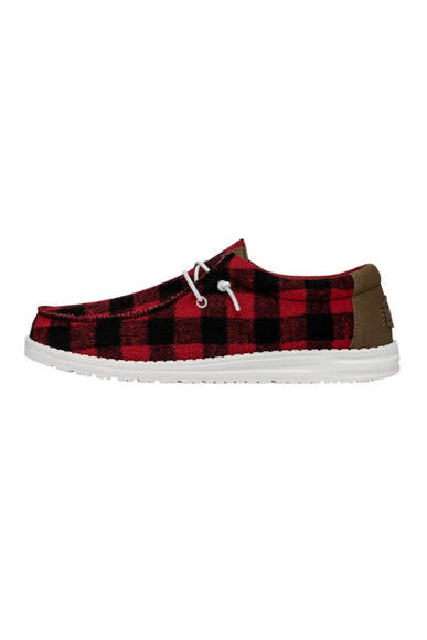 HEYDUDE Men’s Wally Buffalo Plaid Shoes in Red