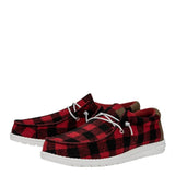 HEYDUDE Men’s Wally Buffalo Plaid Shoes in Red