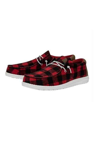 HEYDUDE Men’s Wally Buffalo Plaid Shoes in Red