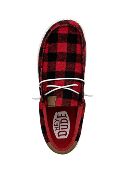 HEYDUDE Men’s Wally Buffalo Plaid Shoes in Red