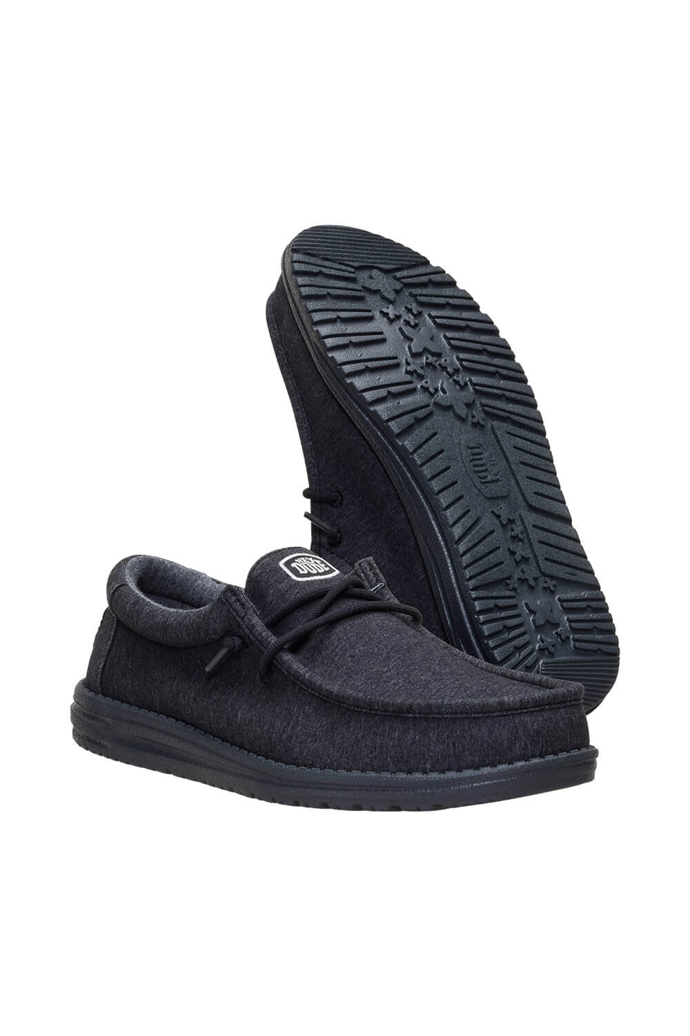 HEYDUDE Men’s Wally Stretch Jersey Shoes in Black