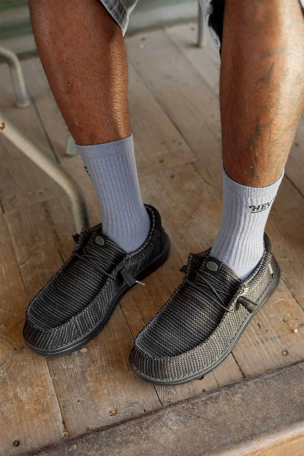 HEYDUDE Men’s Wally Stretch Sox Shoes in Black