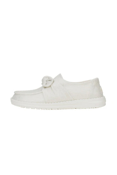 HEYDUDE Women’s Wendy Bow Shimmer Shoes in Silver