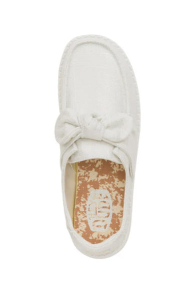 HEYDUDE Women’s Wendy Bow Shimmer Shoes in Silver