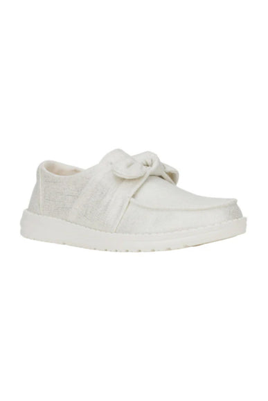 HEYDUDE Women’s Wendy Bow Shimmer Shoes in Silver
