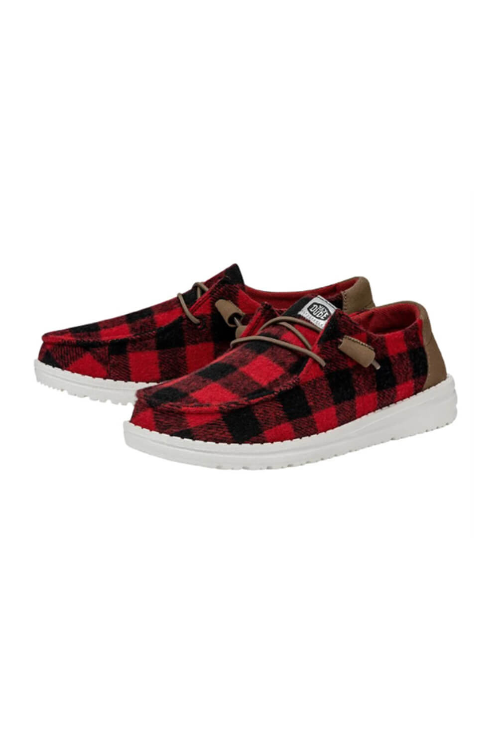 HEYDUDE Women's Wendy Buffalo Plaid Shoes in Red/Black