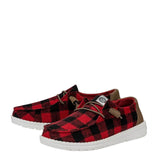 HEYDUDE Women’s Wendy Buffalo Plaid Shoes in Red/Black