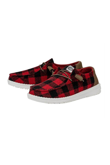 HEYDUDE Women’s Wendy Buffalo Plaid Shoes in Red/Black