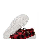 HEYDUDE Women’s Wendy Buffalo Plaid Shoes in Red/Black