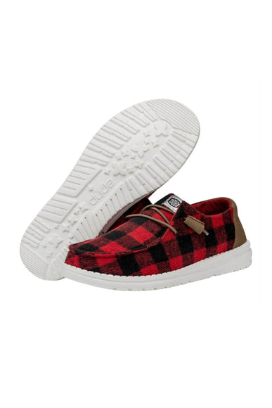 HEYDUDE Women’s Wendy Buffalo Plaid Shoes in Red/Black