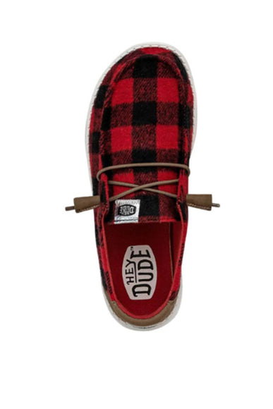 HEYDUDE Women’s Wendy Buffalo Plaid Shoes in Red/Black