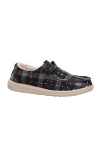 HEYDUDE Women’s Wendy Confetti Plaid Cozy Shoes in Black Multi
