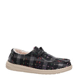 HEYDUDE Women’s Wendy Confetti Plaid Cozy Shoes in Black Multi