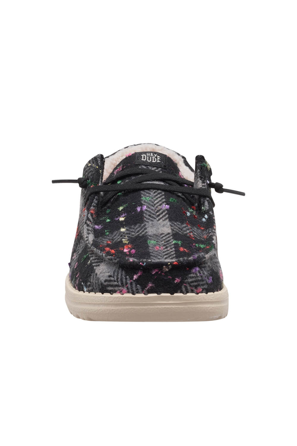 HEYDUDE Women’s Wendy Confetti Plaid Cozy Shoes in Black Multi