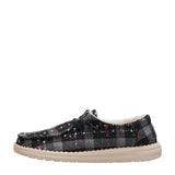 HEYDUDE Women’s Wendy Confetti Plaid Cozy Shoes in Black Multi