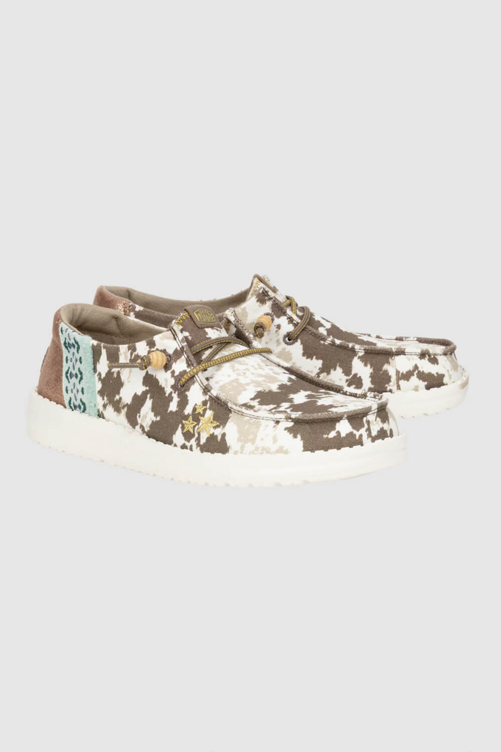 HEYDUDE Women's Wendy Disco Cow Print Shoes in Tan | 41876 HEYDUDE Women's Wendy Disco Cow Print Shoes in Tan | 41876