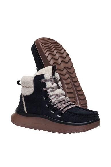 HEYDUDE Women’s Wendy Peak Apres Suede Cozy Stitch in Black