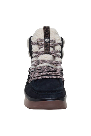 HEYDUDE Women’s Wendy Peak Apres Suede Cozy Stitch in Black