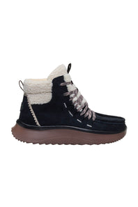 HEYDUDE Women’s Wendy Peak Apres Suede Cozy Stitch in Black