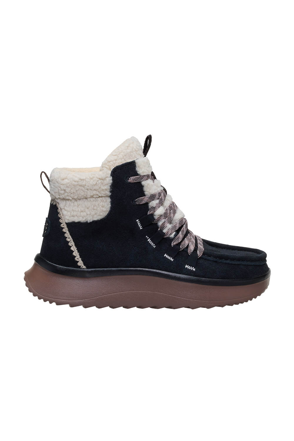 HEYDUDE Women’s Wendy Peak Apres Suede Cozy Stitch in Black