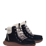 HEYDUDE Women’s Wendy Peak Apres Suede Cozy Stitch in Black