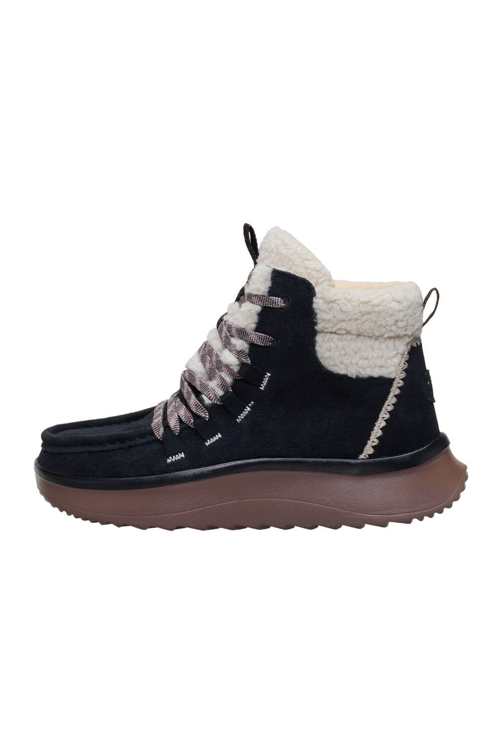 HEYDUDE Women’s Wendy Peak Apres Suede Cozy Stitch in Black