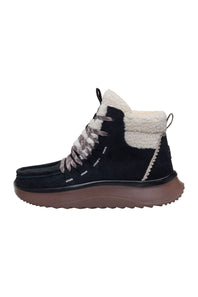 HEYDUDE Women’s Wendy Peak Apres Suede Cozy Stitch in Black