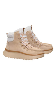 HEYDUDE Women’s Wendy Peak Apres Suede Cozy Stitch in Tan