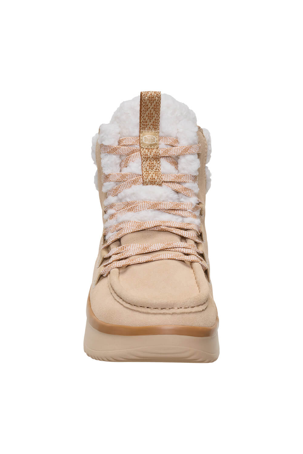 HEYDUDE Women’s Wendy Peak Apres Suede Cozy Stitch in Tan