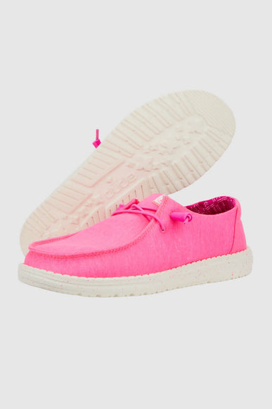 HEYDUDE Women’s Wendy Canvas Shoes in Neon Pink