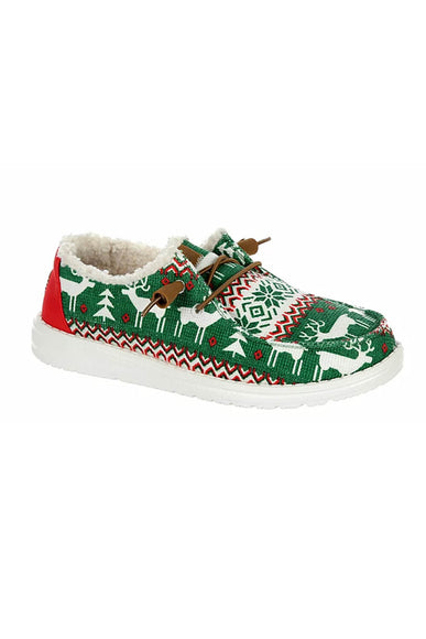 HEYDUDE Women’s Wendy Ugly Sweater Faux Shear Shoes in Green