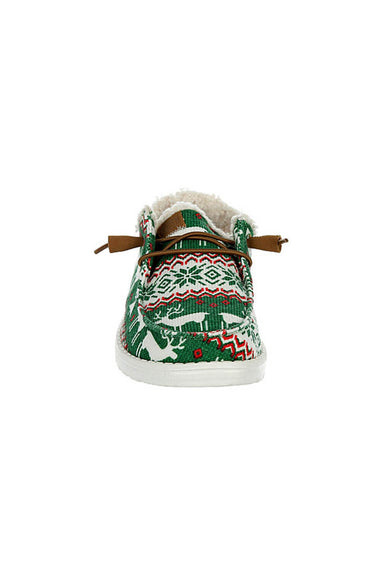 HEYDUDE Women’s Wendy Ugly Sweater Faux Shear Shoes in Green