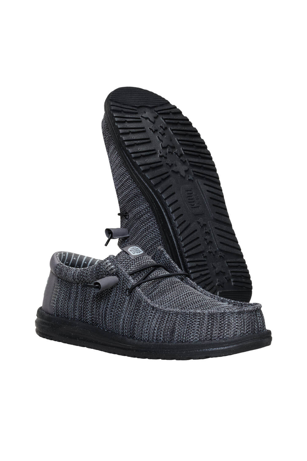 HEYDUDE Men’s Wally Stretch Sox Shoes in Granite Grey/Black