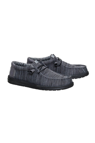 HEYDUDE Men's Wally Stretch Sox Shoes in Granite Grey/Black