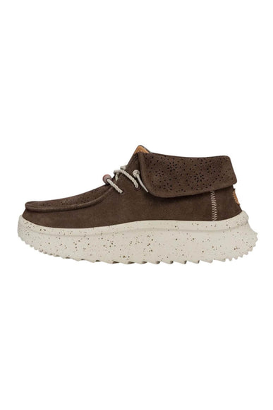 HEYDUDE Women’s Wendy Peak Fold Boot Suede Booties in Cocoa Brown
