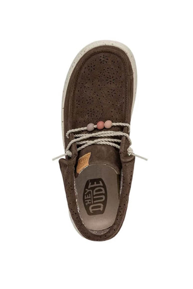 HEYDUDE Women’s Wendy Peak Fold Boot Suede Booties in Cocoa Brown